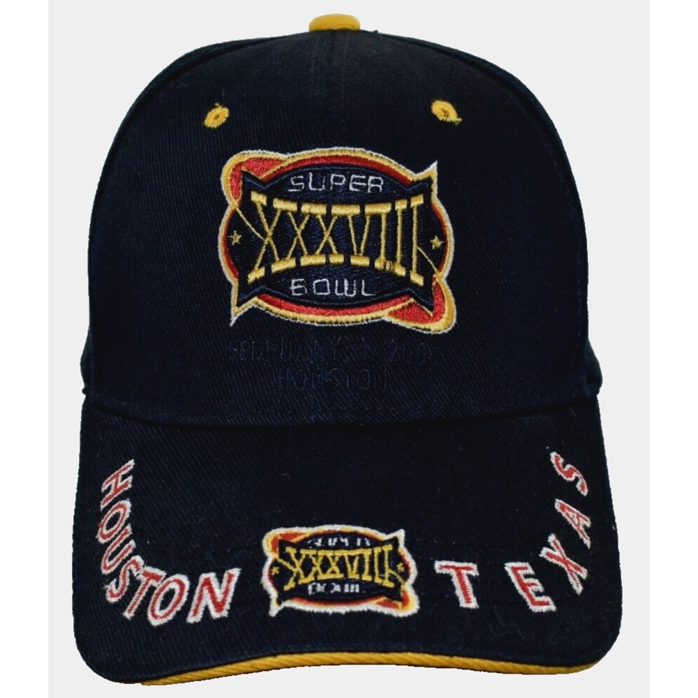 Houston NFL Football Super Bowl 38 Hat Embroidery Navy Cap One Size Vintage 2004